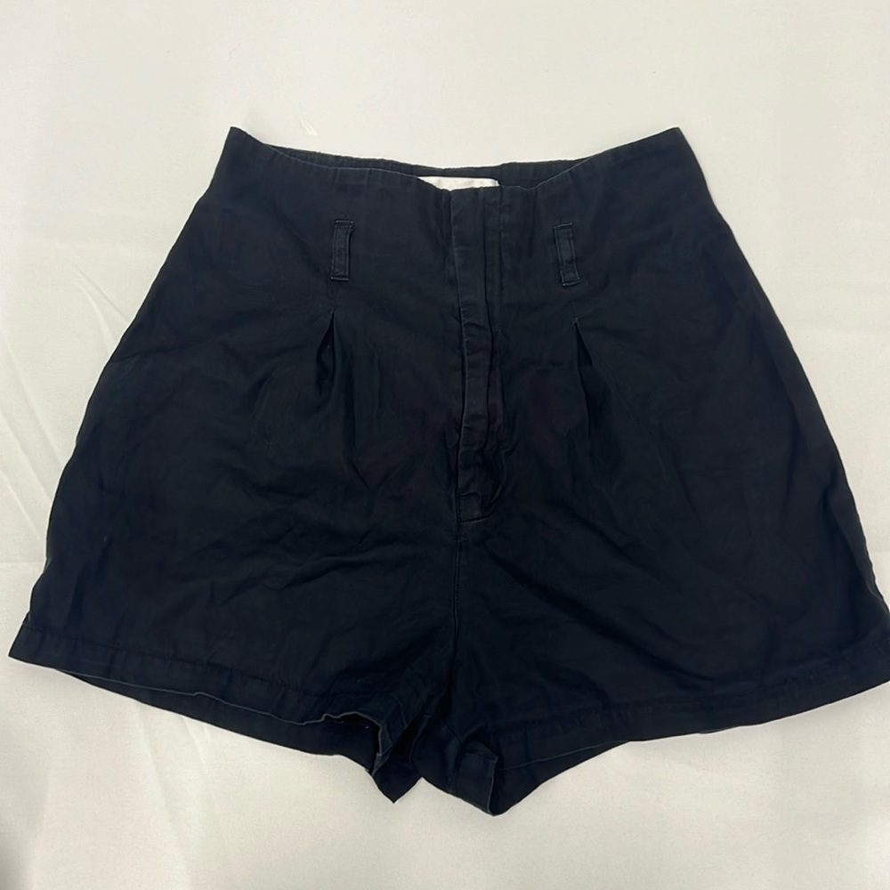 High waisted dark navy mini shorts